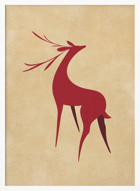 Stylized retro deer red/tan Poster