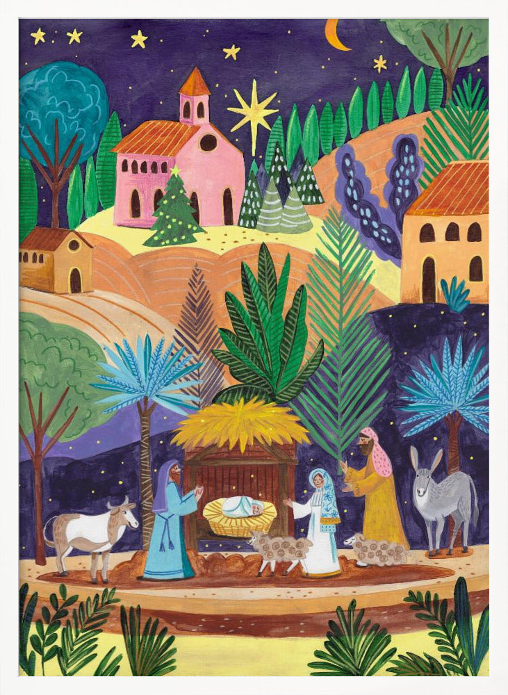 Nativity Scene starry night Poster