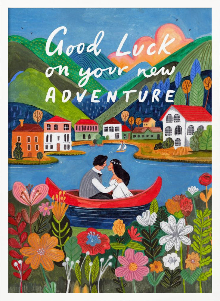 Just Married Couple in a boat Poster