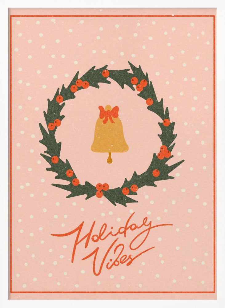 Christmas wreath with bell and bow Poster