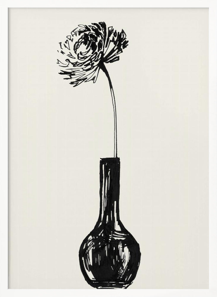 Flower in a vase ink sketch Poster