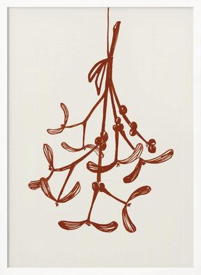 Mistletoe ink sketch (red) Poster