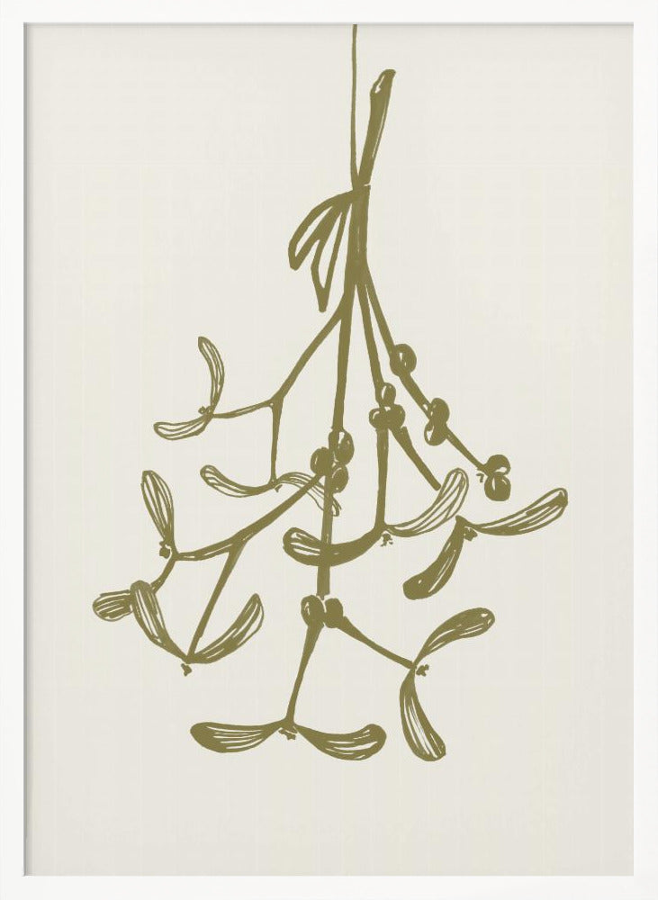 Mistletoe ink sketch (olive green) Poster