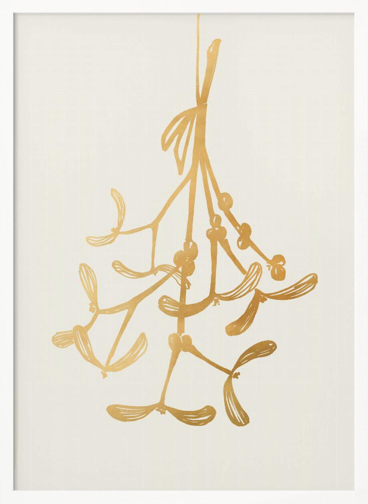 Mistletoe ink sketch (gold) Poster