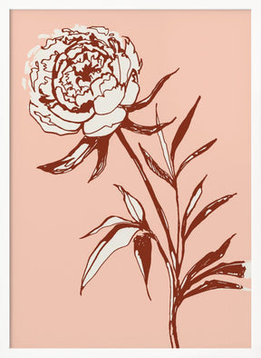 Loose peony ink sketch (pink) Poster