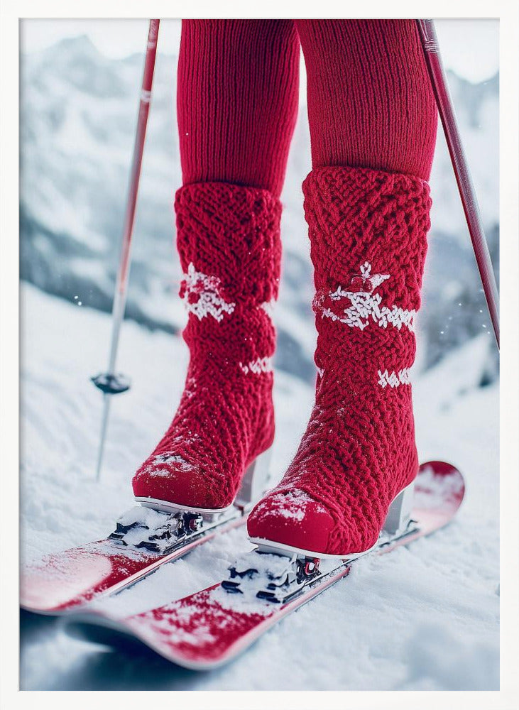 Ski Glamour Red Poster