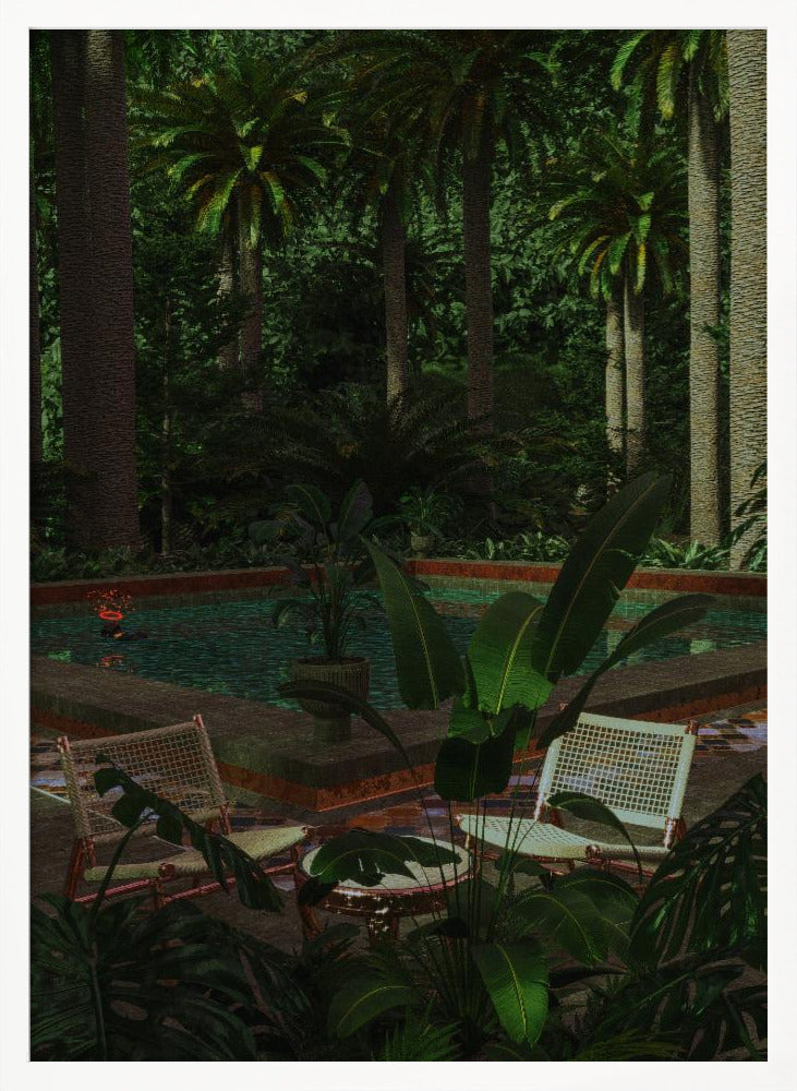 Fantasy pool private garden art print Poster