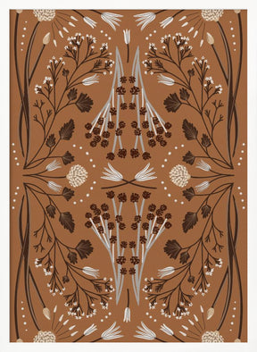 Folk Mirrored Botanicals - Earth Tones Poster