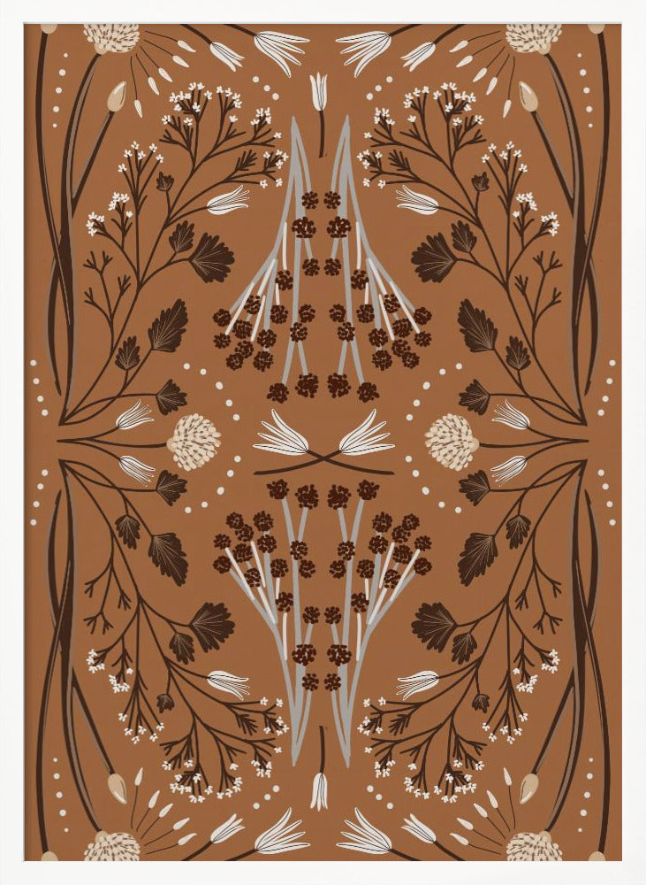 Folk Mirrored Botanicals - Earth Tones Poster