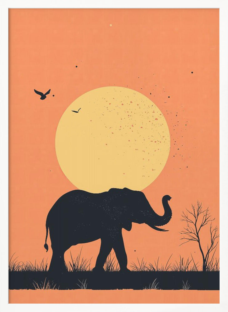 Elephant On the Savannah Poster