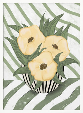 Yellow poppies in vase Poster