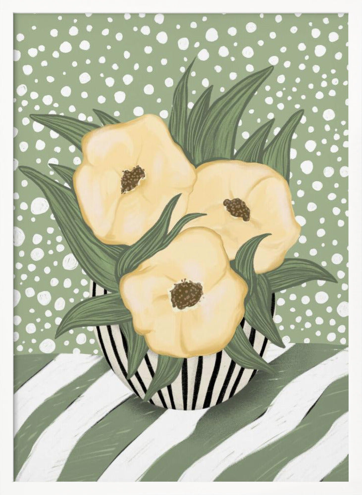 Yellow poppies in vase Poster