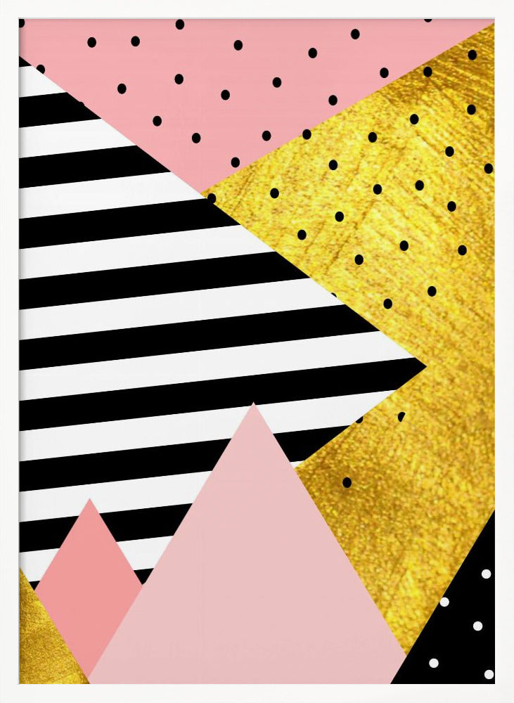 Gold Abstract Pink - Modern Geometric Poster