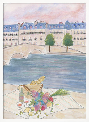 Paris Picnic At the Seine Poster