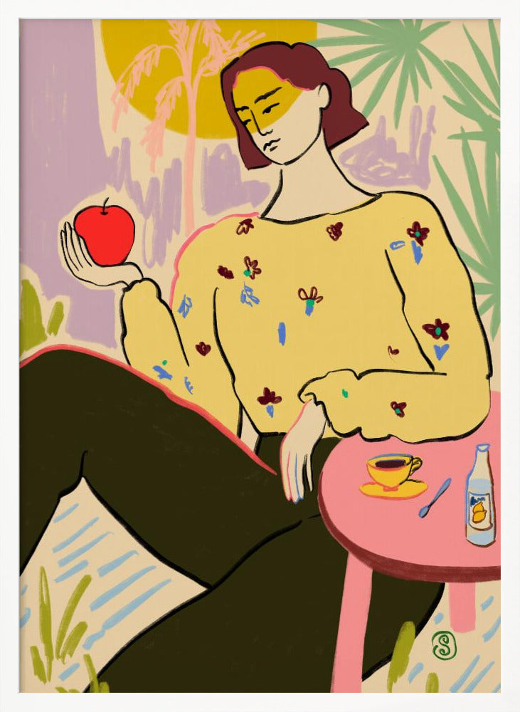 Woman With Apple Poster