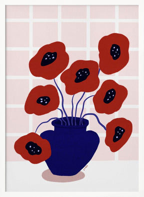 Red Poppies In a Vase Illustration Poster