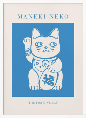 Maneki-neko Cat Blue Poster