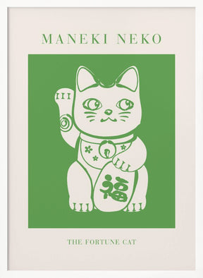 Maneki-neko Cat Green Poster