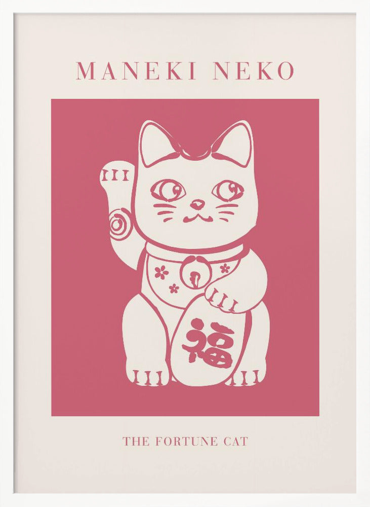 Maneki-neko Cat Pink Poster