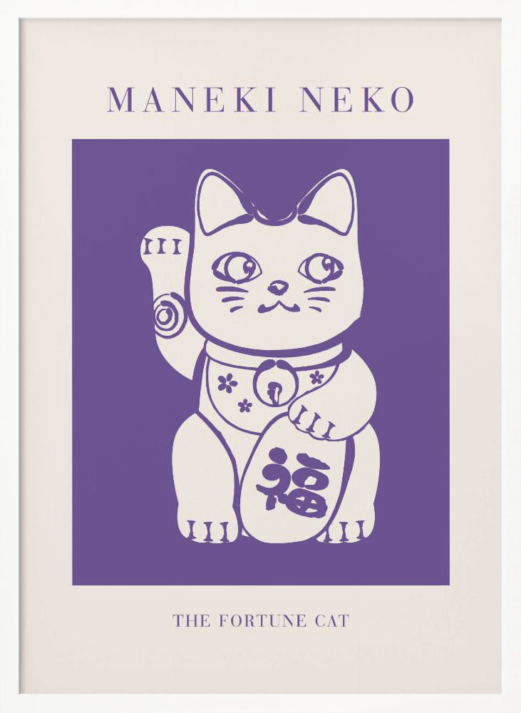 Maneki-neko Cat Purple Poster