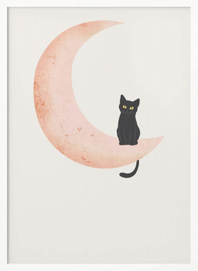 Cat Crescent Moon Poster