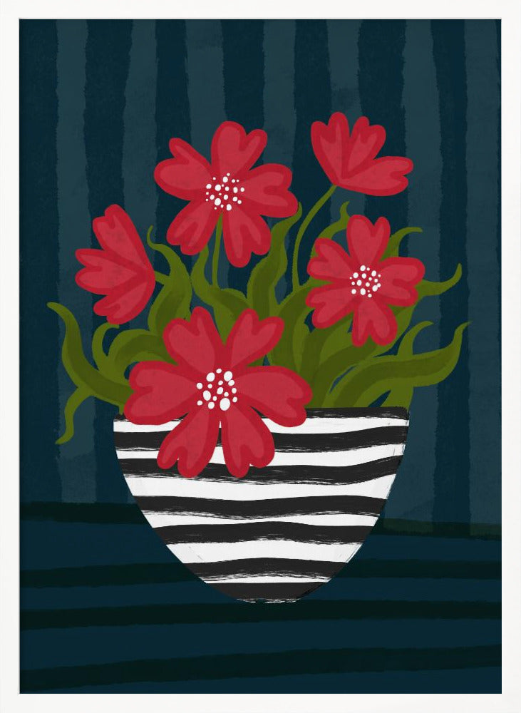 Striped Vase Poster