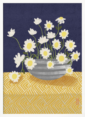 Daisy Bowl In Bloom Illustration Art Poster