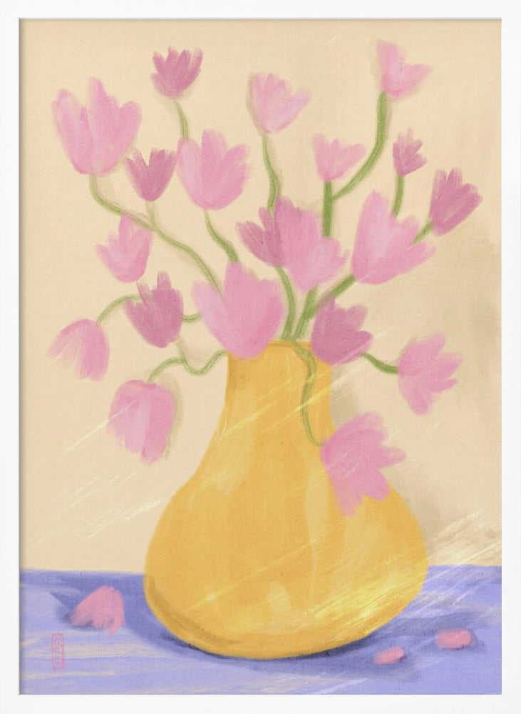 Simple Spring Blossoms In a Vase Illustration Art Poster