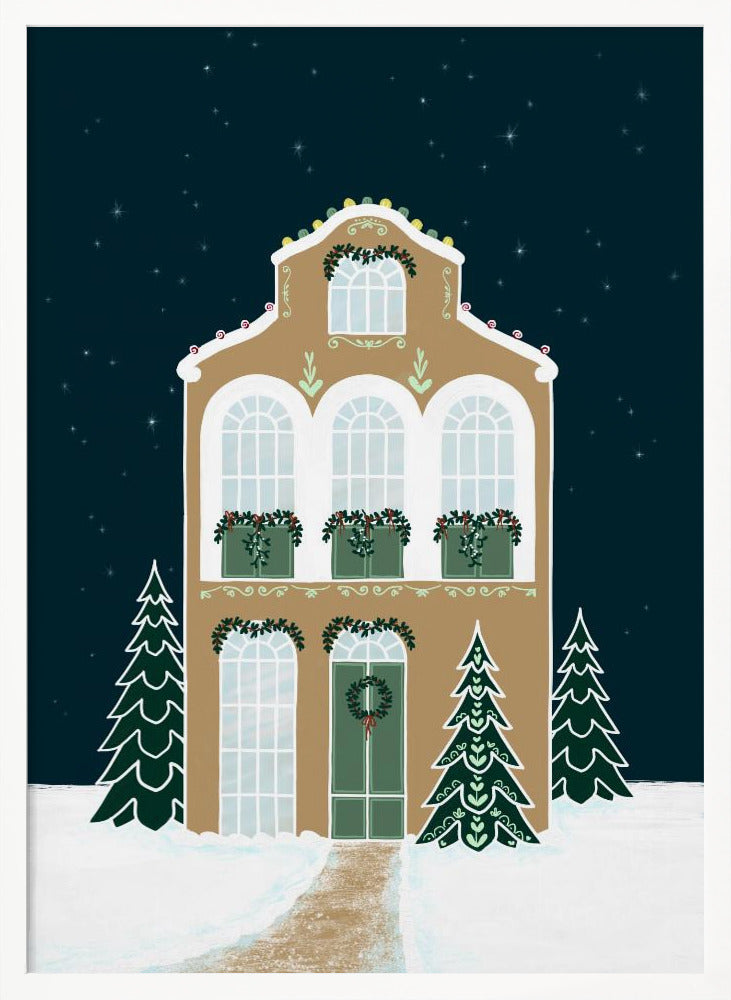 Starry gingerbread home Poster