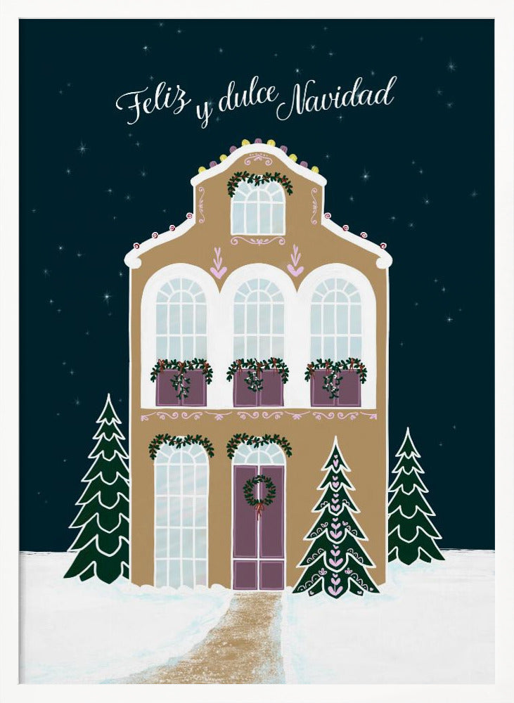 Starry gingerbread home - Feliz y dulce Navidad - Mauve Poster