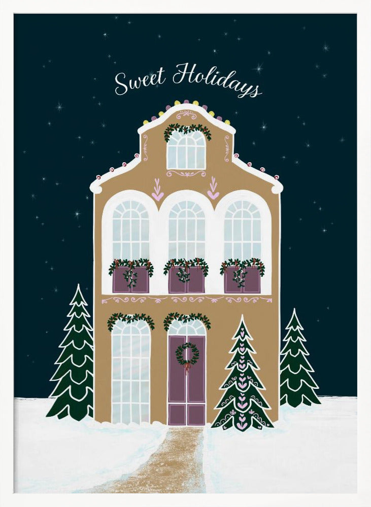 Starry gingerbread home - sweet holidays - mauve Poster