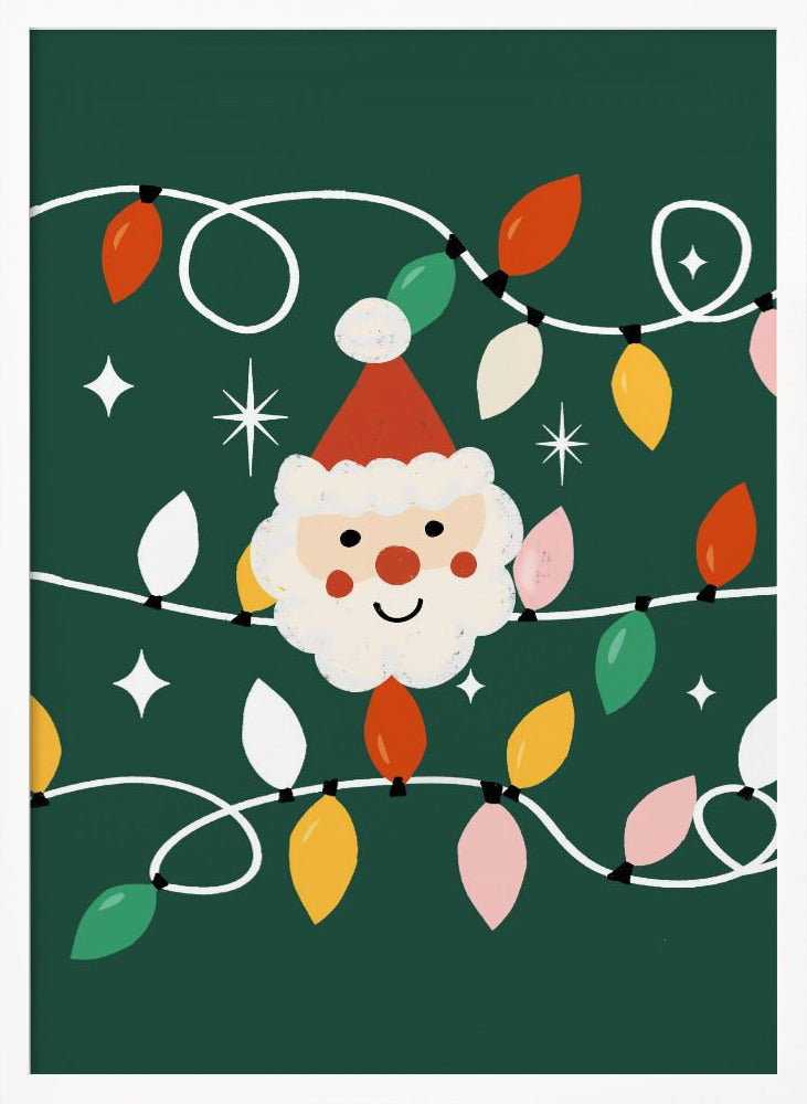 Holiday Christmas Santa Workshop Minimal Retro Green Poster