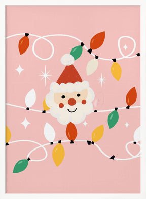 Holiday Christmas Santa Workshop Minimal Retro Pink Poster