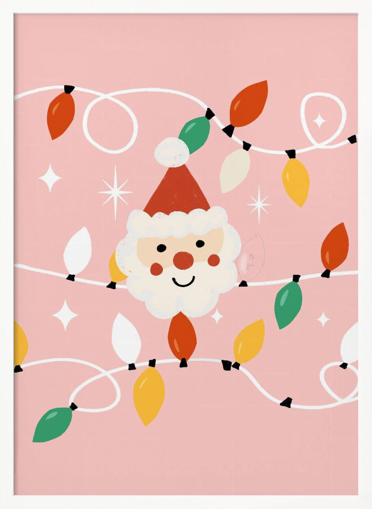 Holiday Christmas Santa Workshop Minimal Retro Pink Poster