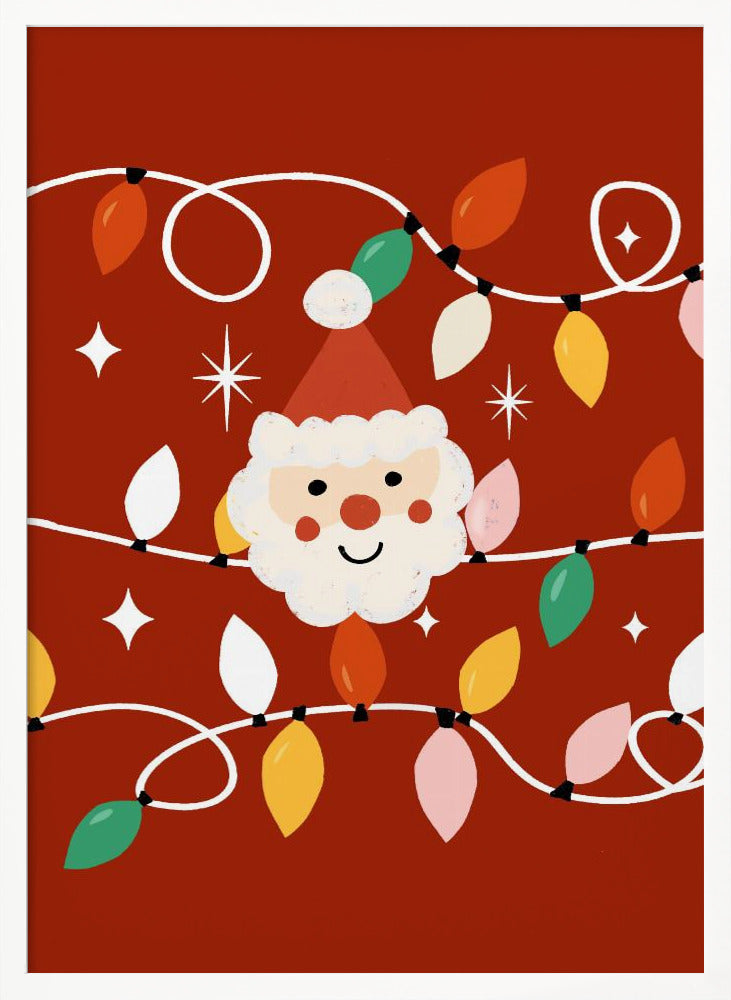 Holiday Christmas Santa Workshop Minimal Retro Red Poster