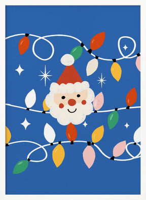 Holiday Christmas Santa Workshop Minimal Retro Blue Poster