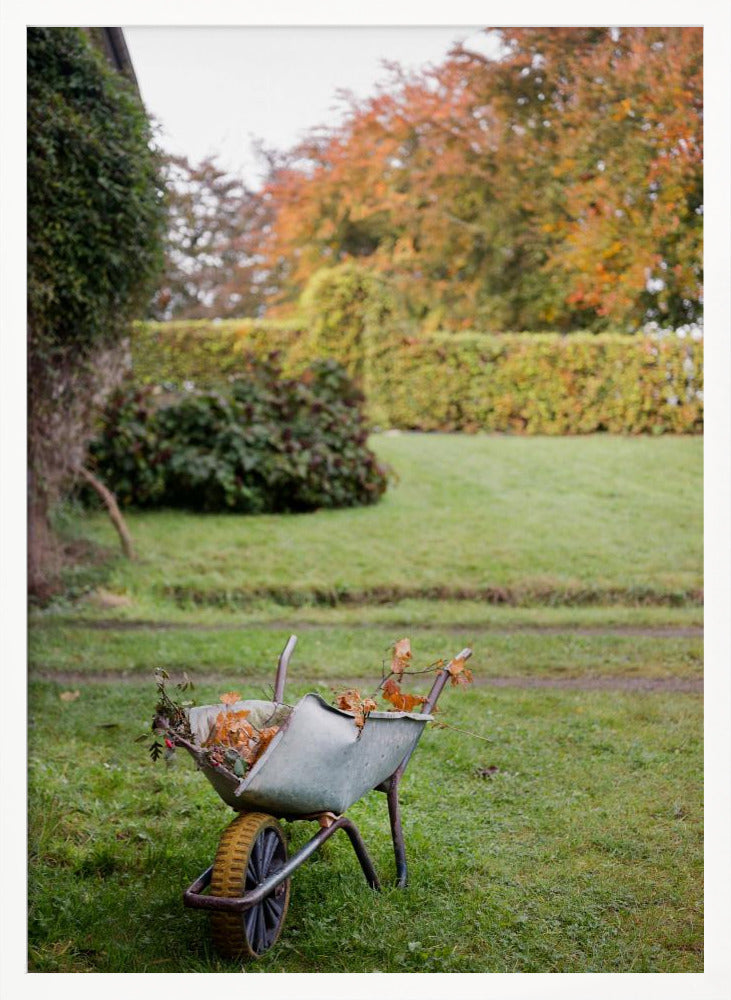 Autumn Wheelbarrow | Rustic Fall Garden Scene Poster