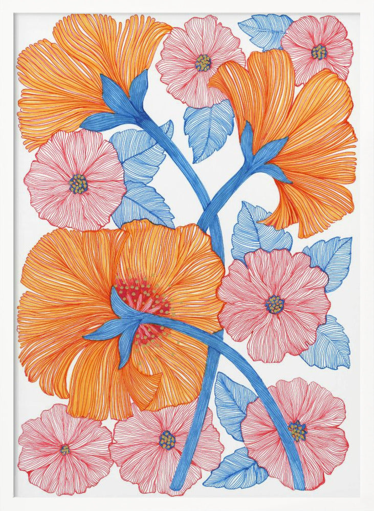 Big Orange Blooms Poster