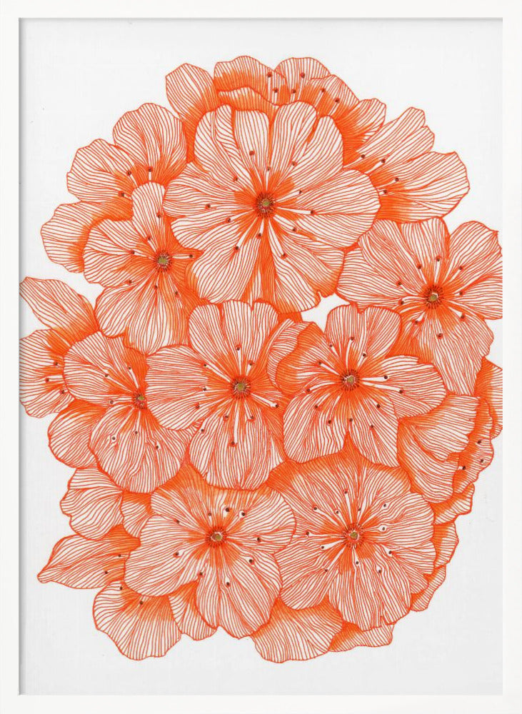 Big Orange Flowers Poster