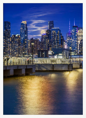 Harvest Moon over the Midtown Manhattan Skyline Poster