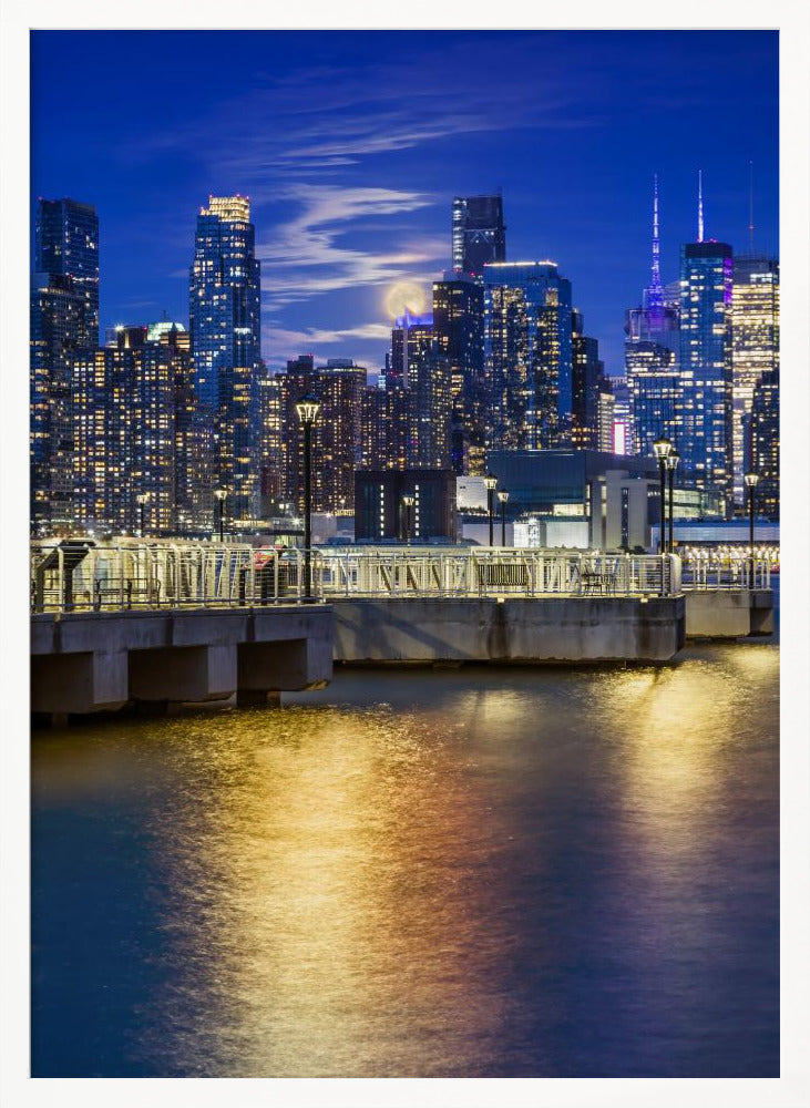 Harvest Moon over the Midtown Manhattan Skyline Poster