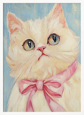 Pink Bow White Cat Poster