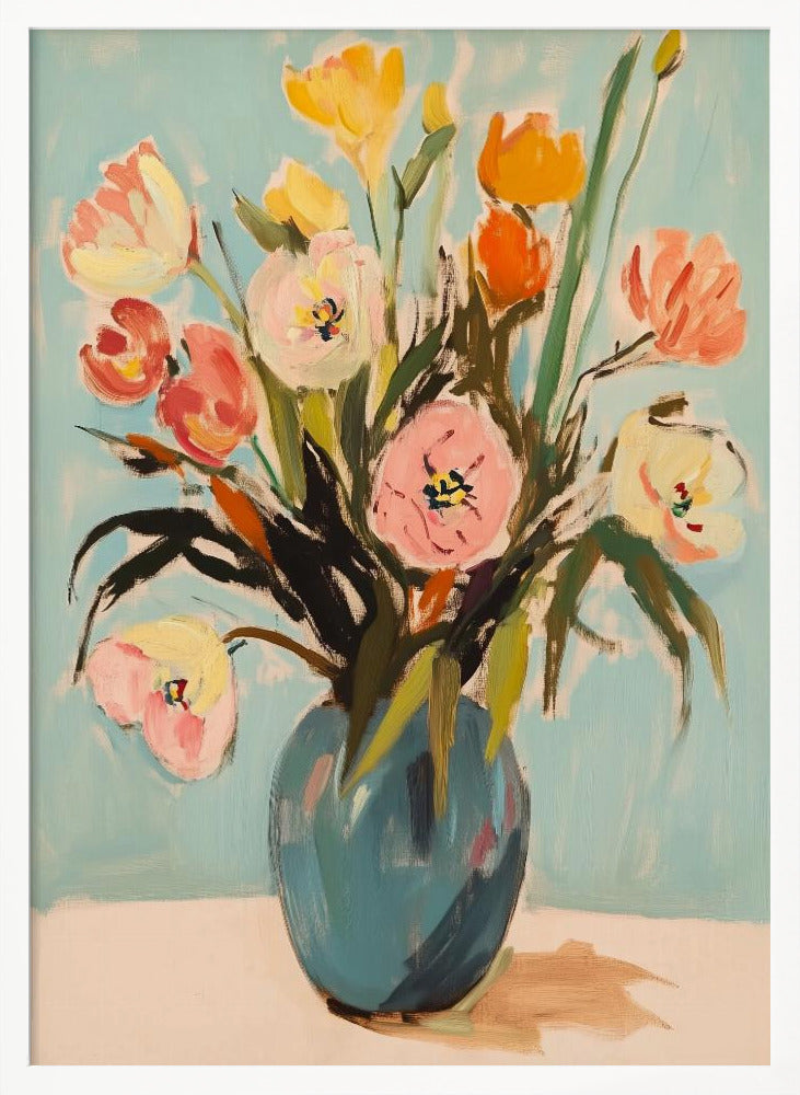 Colorful Flowers in Vase Poster