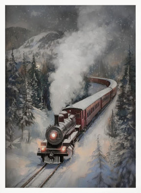 Snowfall Steam Train Poster