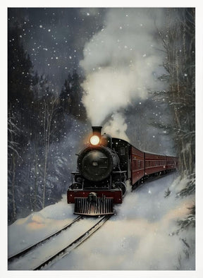 Winter Steam Train Poster