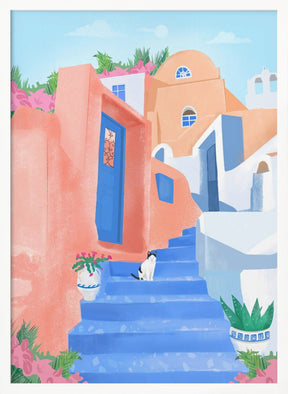 Santorini Street Poster