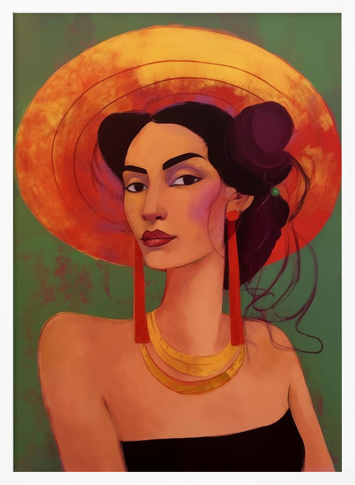 Mexican lady in sombrero Poster