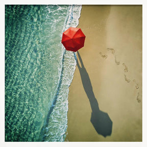 Red Beach Umbrella Poster