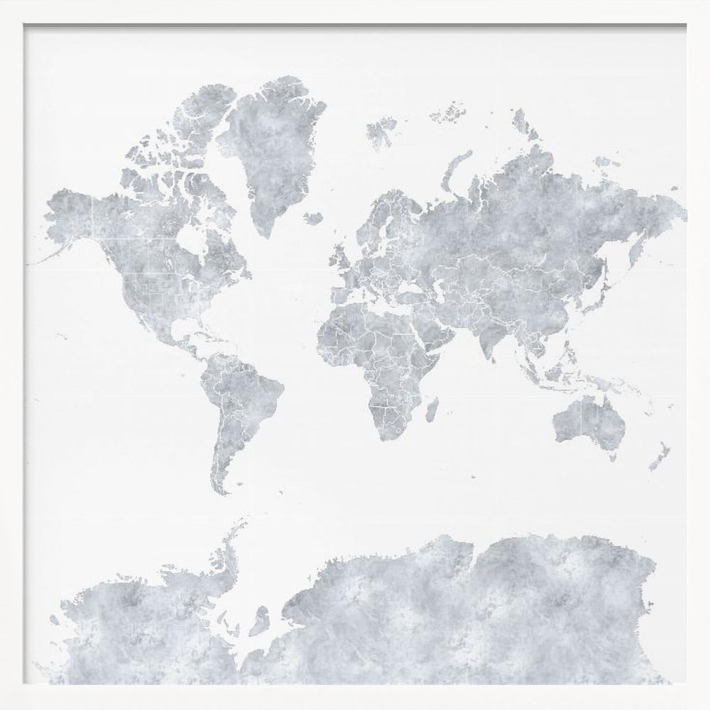 Gray world map Poster