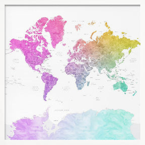 Leo world map with countries Poster